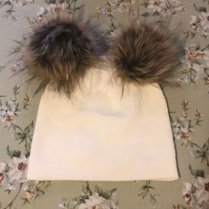 Double puffer ball winter beanie hat